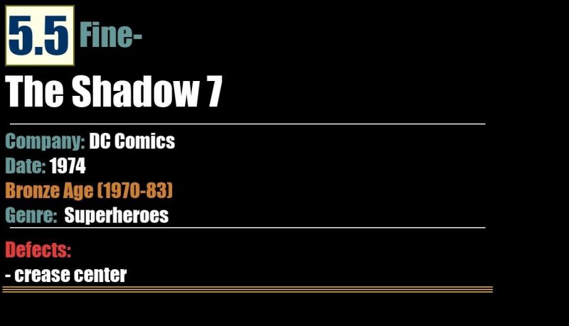 The Shadow 7 (1974) FN- 5.5 Bronze Age DC Comics