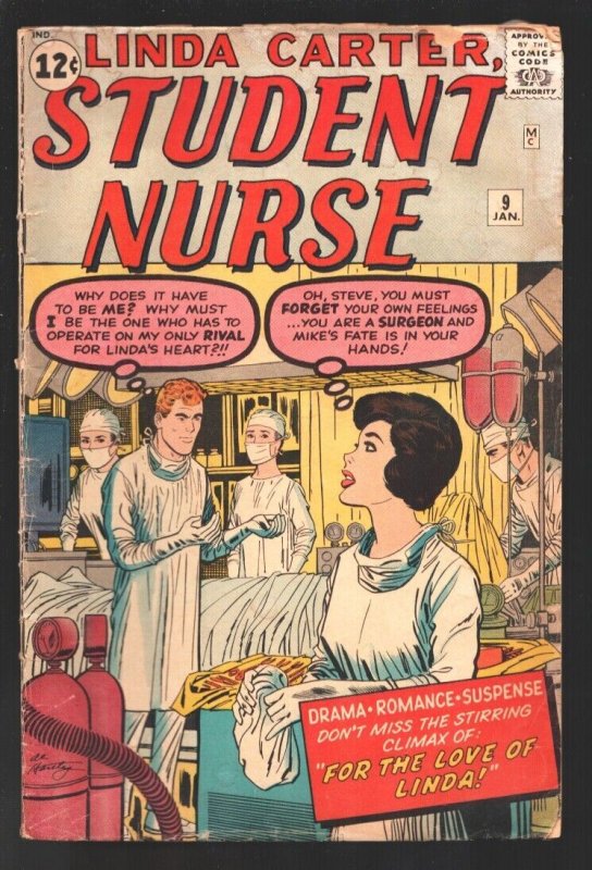 Linda Carter Student Nurse #9 1962-Marvel-Al Hartley art-Operating room cover...