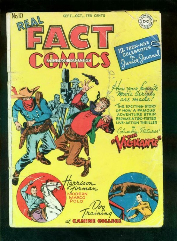 REAL FACT COMICS #10 1947-VIGILANTE-ATOMIC BOMB EXPLOSION-VIRGIL FINLAY-good G