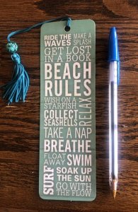 Beach rules bookmark with beaded tassel bookmark