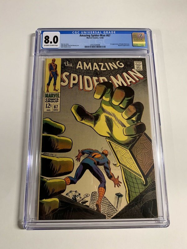 Amazing Spider-man 67 Cgc 8.0 Ow/w Pages Marvel Silver Age