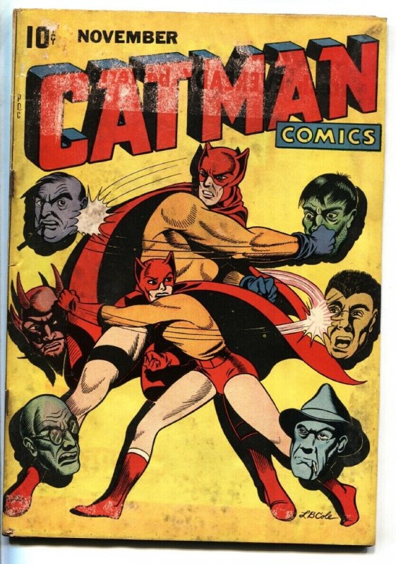 Catman Vol.3 #2 1944 L.B. Cole superhero comic book WWII Golden-Age