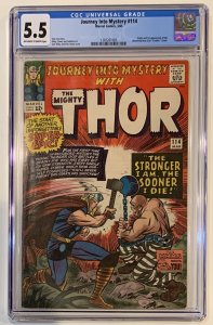 (1965) JOURNEY INTO MYSTERY #114 1st Appearance ABSORBING MAN! CGC 5.5 OW/WP!