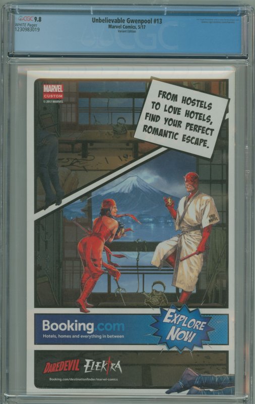 The Unbelievable Gwenpool #13 Variant Cover (2017) CGC 9.8!!