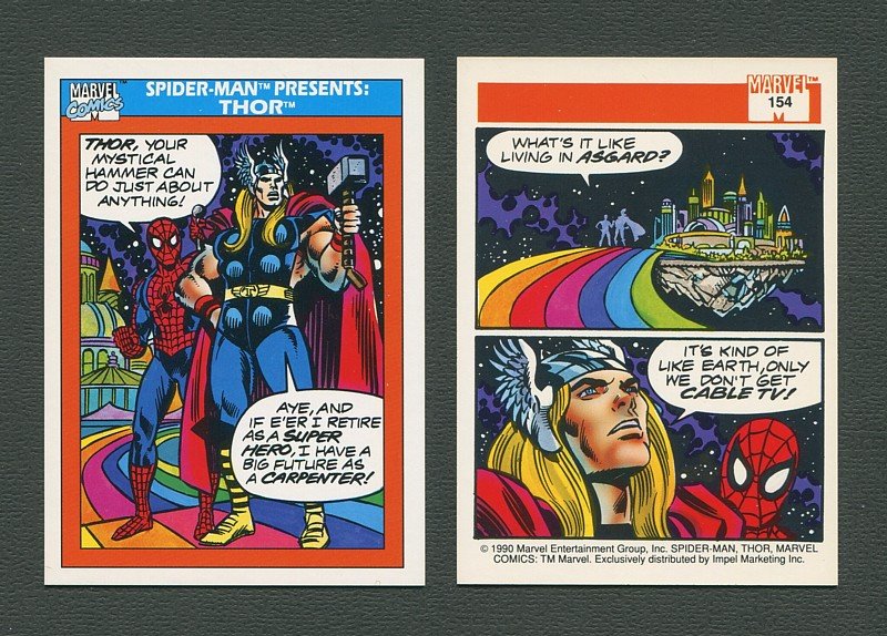1990 Marvel Comics Card  #154 (Spiderman Presents: Thor) / MINT