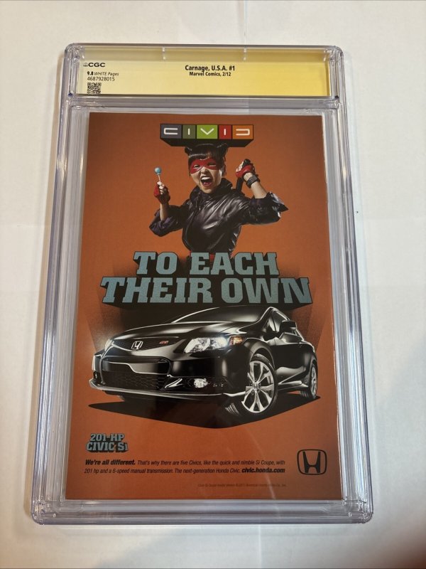 Carnage USA (2012) # 1 (CGC 9.8 SS) Signed Clayton Crain (Marvel)