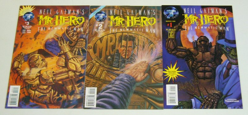 Neil Gaiman's Mr. Hero #1 2 3 VF/NM complete set of gold signature variants