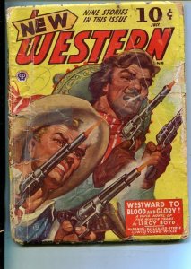 NEW WESTERN-JULY 1943-VIOLENT PULP FICTION-BANK ROBBERY COVER-poor