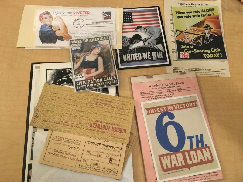 Lot of World War 2 Memorabilia 6th War Loan Civilization Warden Surplus B6 JKT2