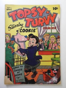 Topsy-Turvy Comics (1945) GD+ 1 in spine split, rust on staple, moisture damage