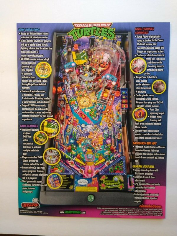 Teenage Mutant Ninja Turtles Premium Edition Pinball FLYER Art Game Sheet TNMT 