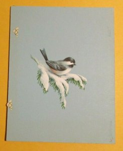 CHRISTMAS Baby Bluebird on Branch 5.5x7.25 Greeting Card Art #37510 FVF 7.0