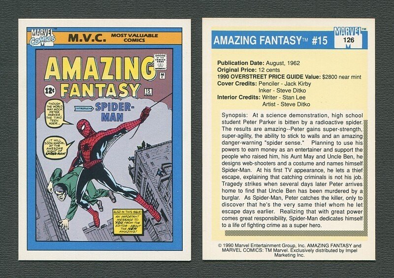 1990 Marvel Comics Card  #126 (Amazing Fantasy #15 Cover) / NM-MT+