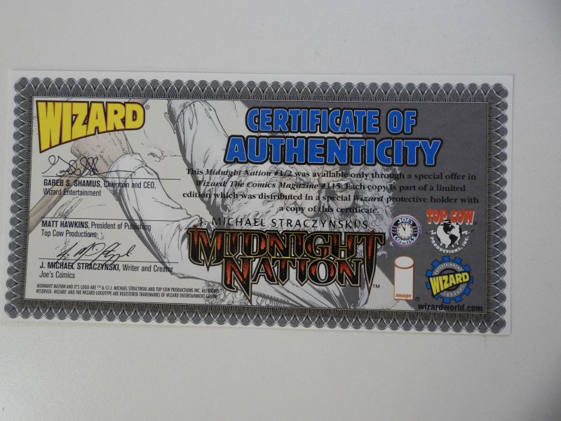 Midnight Nation #½ (2001) Wizard Exclusive W/COA VF+ Condition