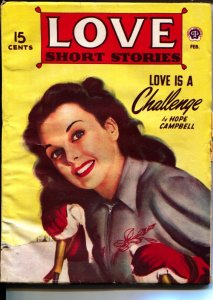 Love Short Stories 2/1949-Pin-up Good Girl Art portrait cover-Hope Campbell-Bett