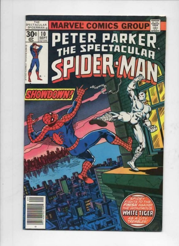 Peter Parker SPECTACULAR SPIDER-MAN #10 VF+, White Tiger 1976 1977 more in store