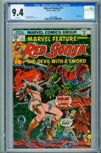 Marvel Feature #3 CGC 9.4--RED SONJA--MARVEL--comic book--4048258002