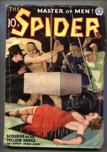 SPIDER 4/1937-POPULAR PUBS-JOHN HOWITT-weird menace-HERO PULP-vg