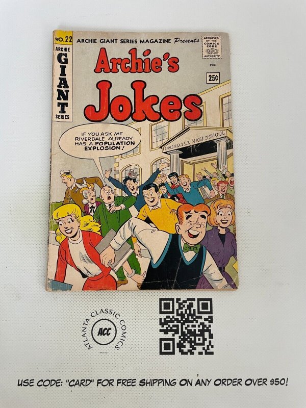 Archie's Jokes # 22 VG/FN Comic Book Reggie Jughead Betty Veronica 17 TS1