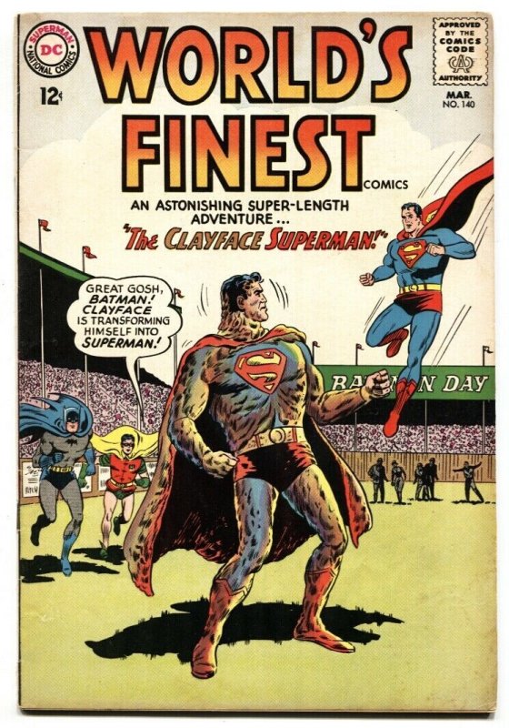 WORLDS FINEST #140 VG+ 1964-CLAYFACE-BATMAN-SUPERMAN 