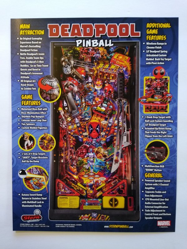 Dead Pool Premium Model Pinball Flyer Marvel Comic Superhero Art Print