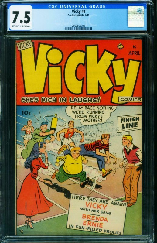 Vicky #4 CGC 7.5 1949-Ace-spicy female imagery-teen humor-2050850003