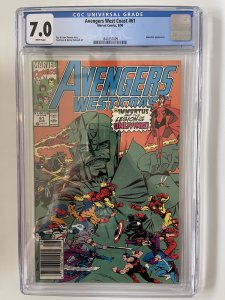 AVENGERS WEST COAST #61 - Newsstand  Cameo Time Keepers Origin Kang (CGC 7.0)