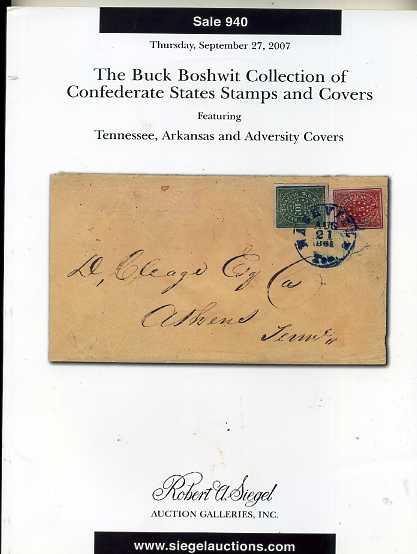 Siegel Auction Sale Specialized Confederate Stamp & Covers