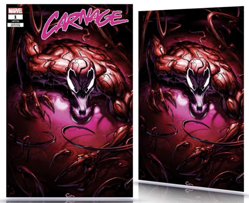 CARNAGE #1 CLAYTON CRAIN EXCLUSIVE VARIANT TRADE DRESS/VIRGIN SET W/NUMBERED COA