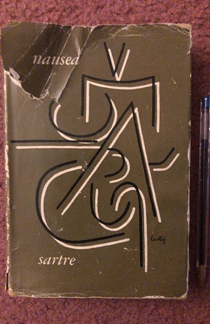 Nausea by Sartre, cover by Lustig,  vintage