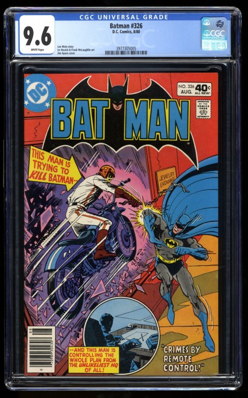 Batman #326 CGC NM+ 9.6 White Pages Jim Aparo Cover!