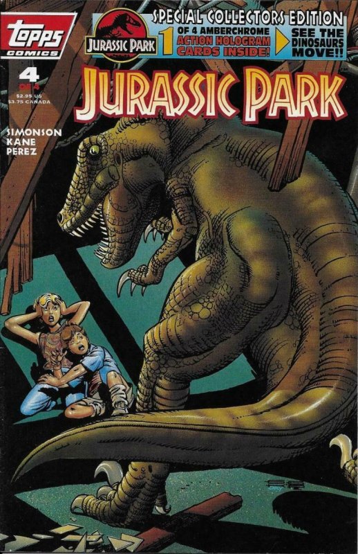 JURASSIC PARK #4 , VF/NM, Gil Kane, 1993, Dinosaurs, Raptors, horror, T-rex