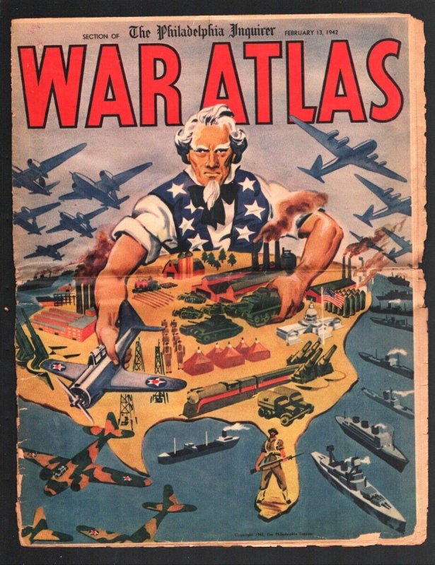 Philadelphia Inquirer War Atlas Newspaper Supplement 2/13/1942-Uncle Sam cove... 