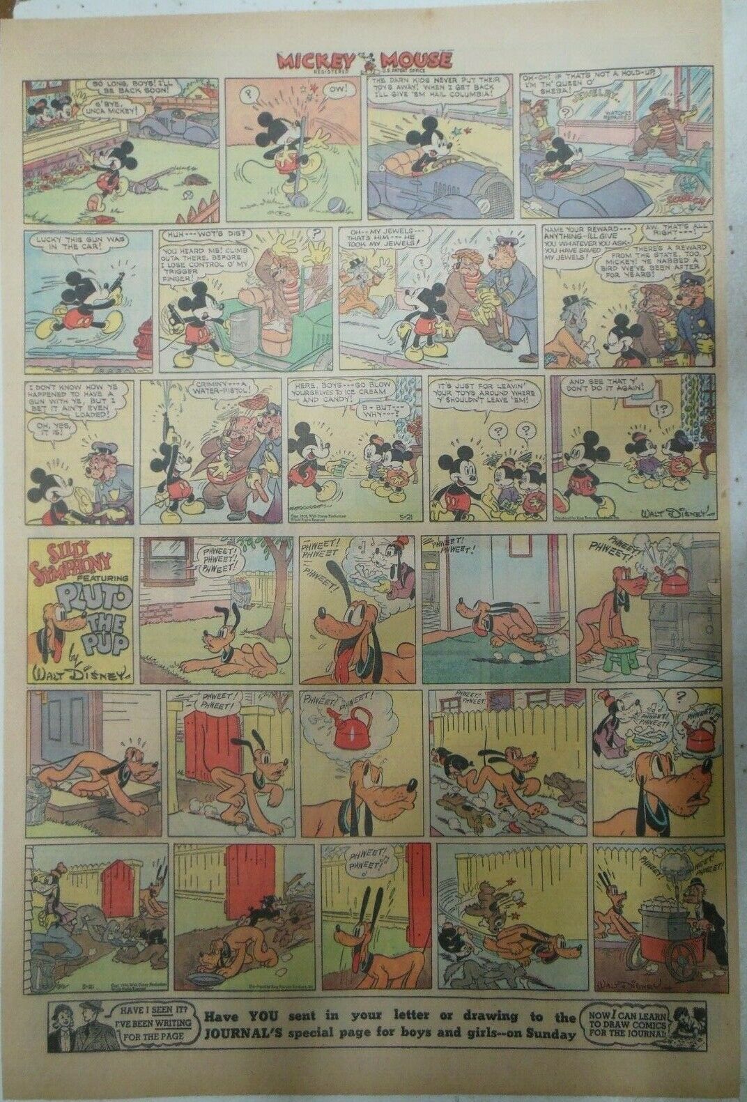 Mickey Mouse & Pluto Sunday Page by Walt Disney from 5/21/1939 Full Page  Size | Comic Books - Modern Age, Mickey Mouse