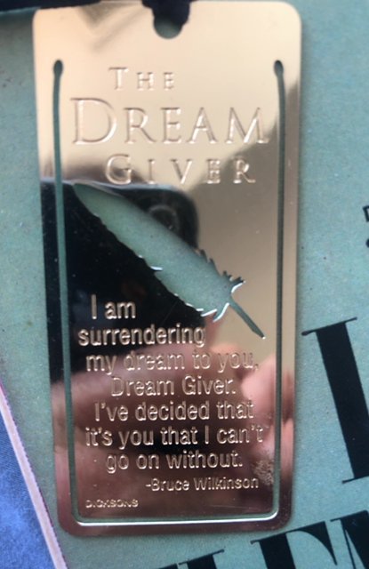 The dream giver “by Bruce Wilkinson thin metal bookmark with ribbon