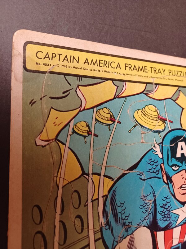 Captain America Frame Tray Puzzle 12x14 - Whitman 4531 - Marvel Avengers -1966 