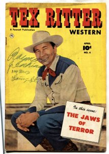 TEX RITTER WESTERN #4-comic book PHOTO COVERS 1951 FAWCETT