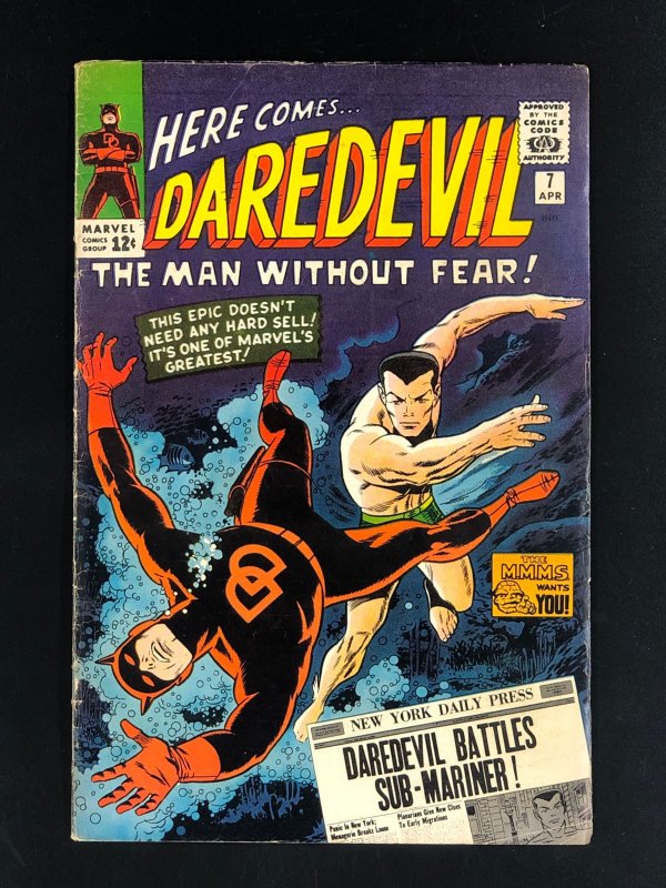 Daredevil #7 (1965) VG/FN Daredevil battles Sub-Mariner! New Red Costume.