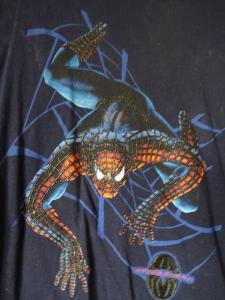 SPIDER-MAN with raised webbing, Black T-SHIRT, New, Large, Marvel, 2002