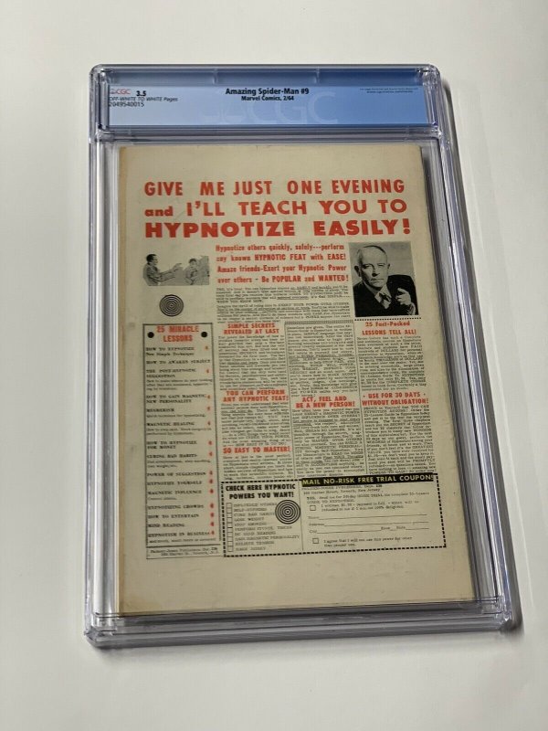Amazing Spider-man 9 cgc 3.5 ow/w pages marvel 1964