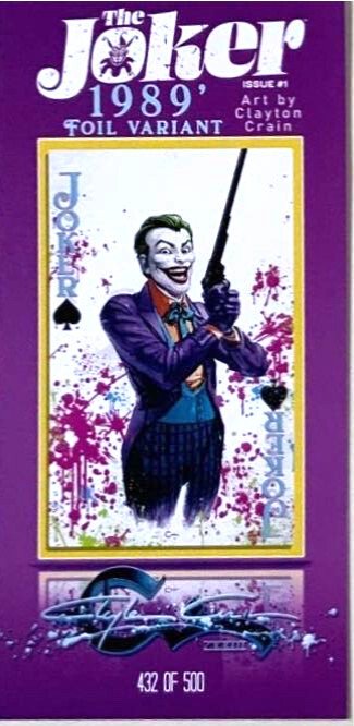 Joker #1 1989 Clayton Crain Foil Variant Classic Signature W/COA DC NM.