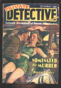 Private Detective Stories 10/1940-Trojan- vivid H. J. Ward cover-Spicy pulp t... 