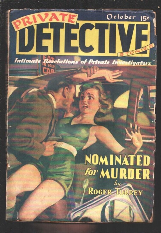 Private Detective Stories 10/1940-Trojan- vivid H. J. Ward cover-Spicy pulp t...