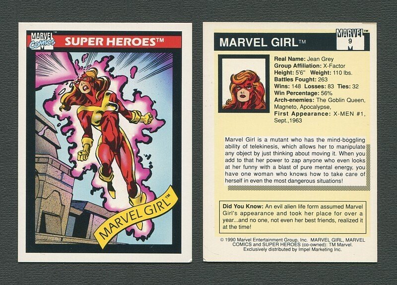 1990 Marvel Comics Card  #9 ( Marvel Girl )  NM