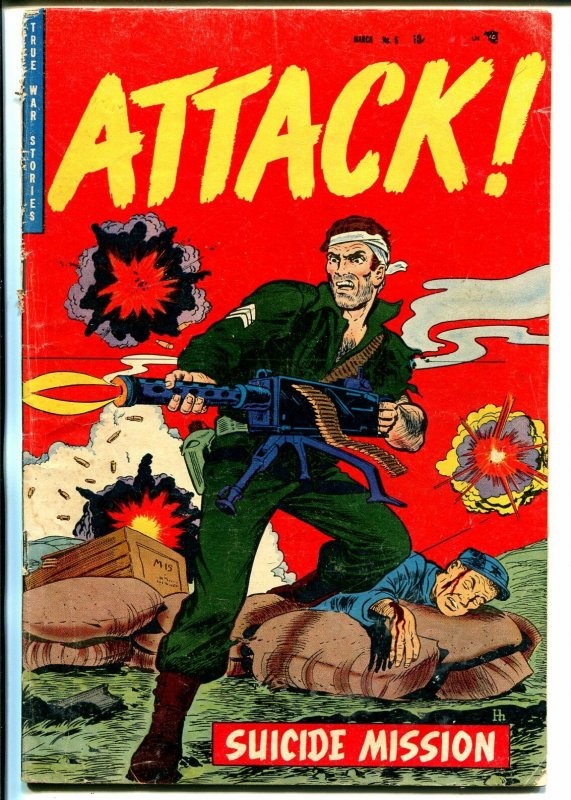 Attack #6 1953-Trojan-bloody Korean War battle cover-Harry Harrison-rare-VG