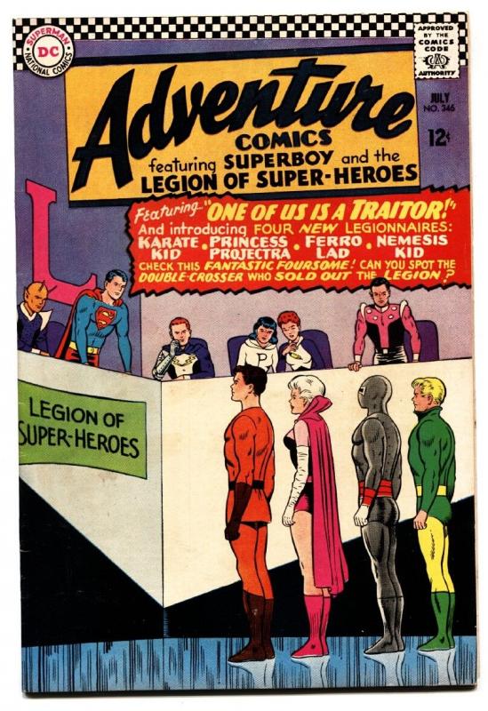 Adventure Comics #346 comic book 1966- Superboy- 1st Karate Kid Ferro Lad  FN