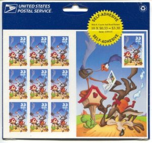 Wile E. Coyote and Road Runner Postage Stamp Sheet 2000-10 33¢ stamps-VF