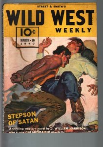 WILD WEST WEEKLY 3/16/1940-WESTERN PULP-OKLAHOMA KID VG