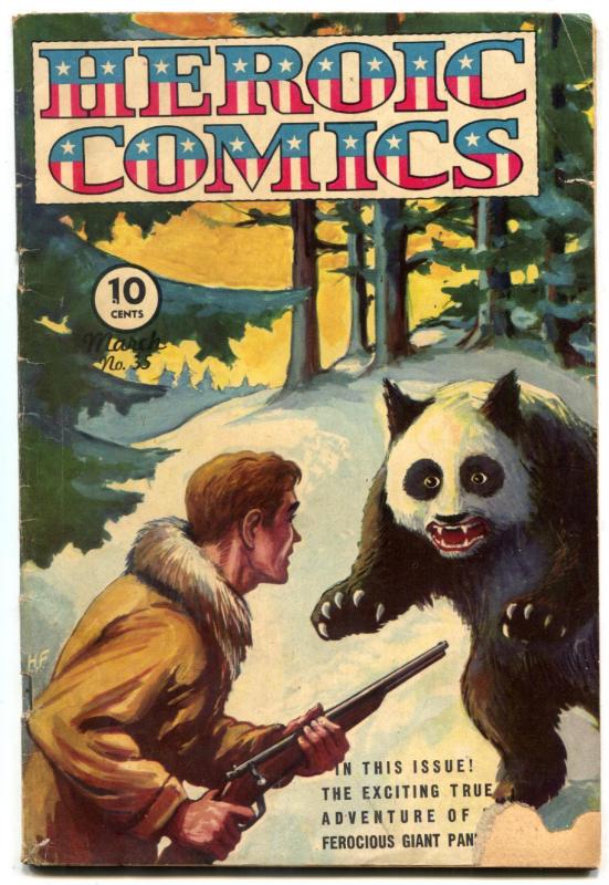 Heroic Comics #35 1946- Panda bear attack- FLAMETHROWER g/vg