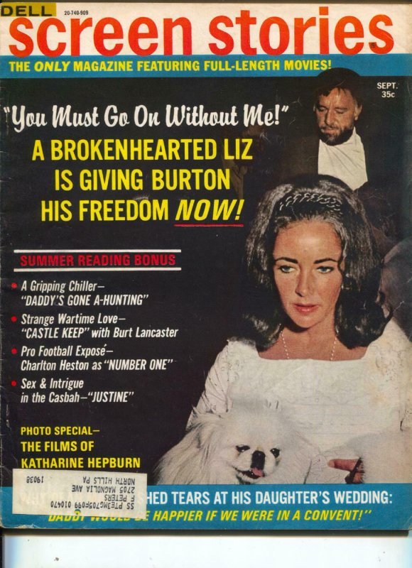 Screen Stories-Liz Taylor-Richard Burton-Burt Lancaster-Michael York-Sept-1969